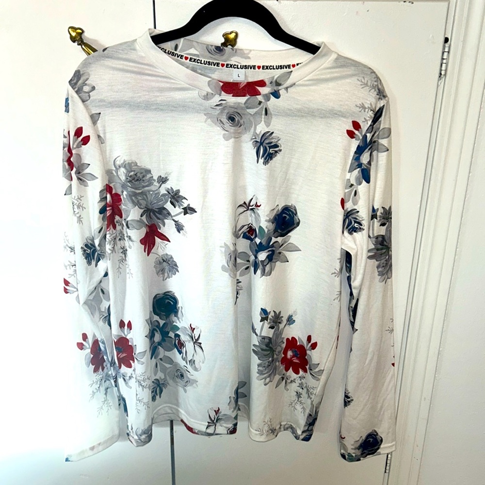 Long sleeve floral shirt.